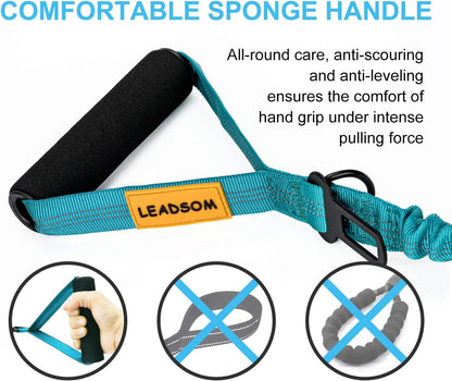 6FT Heavy-Duty Elastic Bungee Dog Leash with Shock Absorption, Padded Comfort Handle, and Traffic Control Handle for Medium to Large Dogs - Ideal for Training