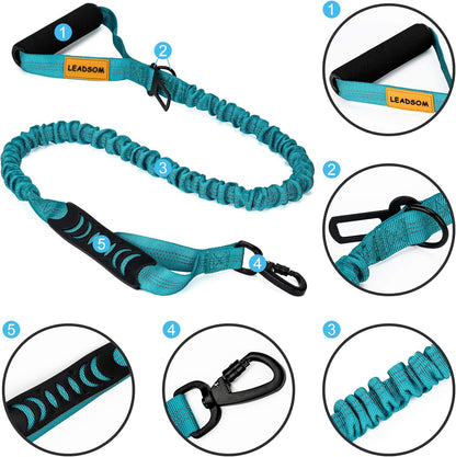 6FT Heavy-Duty Elastic Bungee Dog Leash with Shock Absorption, Padded Comfort Handle, and Traffic Control Handle for Medium to Large Dogs - Ideal for Training