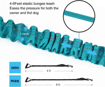 6FT Heavy-Duty Elastic Bungee Dog Leash with Shock Absorption, Padded Comfort Handle, and Traffic Control Handle for Medium to Large Dogs - Ideal for Training