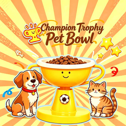 UFORU Adjustable Tilted Ceramic Pet Food Bowl - Trophy Shaped, Neck-Friendly, Anti-Slip Design for Cats and Small to Medium Dogs